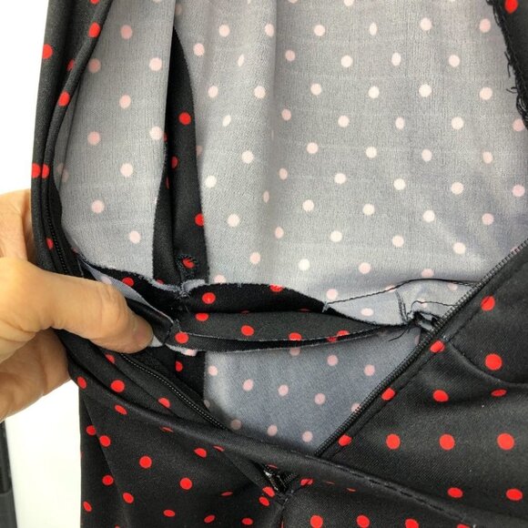 Vintage Place De La Mode by Sears Short Sleeve Red Black Polka Dot A-line dress - Picture 12 of 15